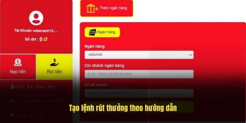 Tạo lệnh rút thưởng theo hướng dẫn